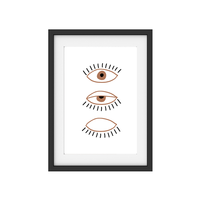 Interluxe Kunstdruck - Lineart Augen - Minimalismus Wohnzimmerdeko midcentury