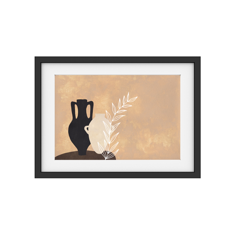 Interluxe Kunstdruck - Abstract Vase querformat - geometrisch Natur beige