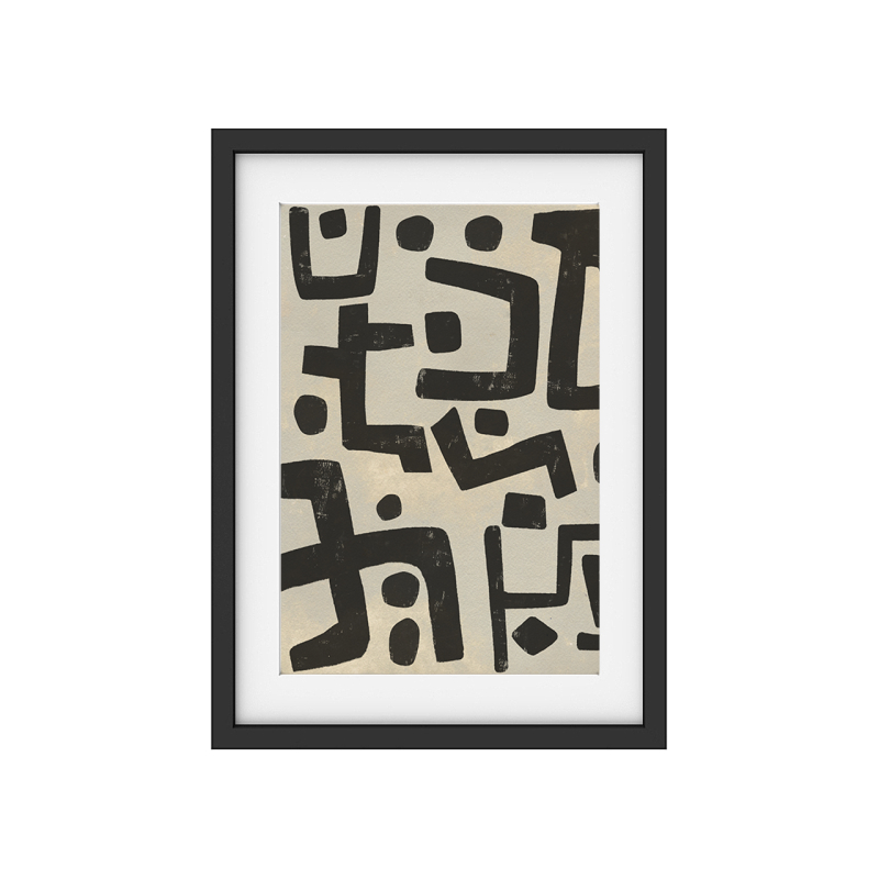 Interluxe Kunstdruck - Tribal E - nordic minimalistisch Punkte schwarz beige