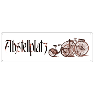 METALLSCHILD Blechschild Shabby Vintage Schild ABSTELLPLATZ FAHRRAD Hinweisschild Fahrräder