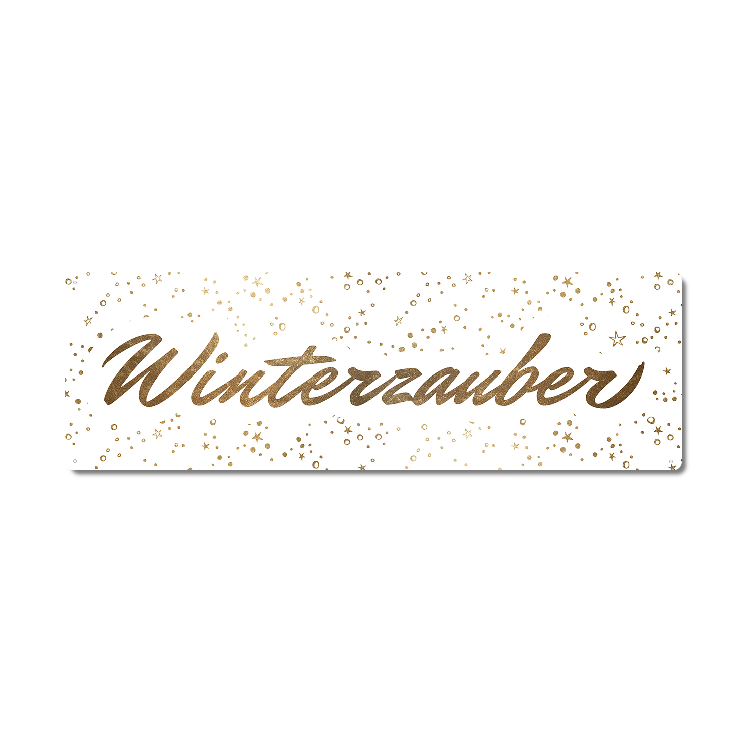 Interluxe Metallschild - Winterzauber gold C - Weihnachtsdeko Blechschild Adventszeit Winter