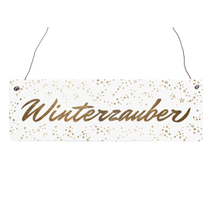 Interluxe Holzschild - Winterzauber gold - Weihnachten...