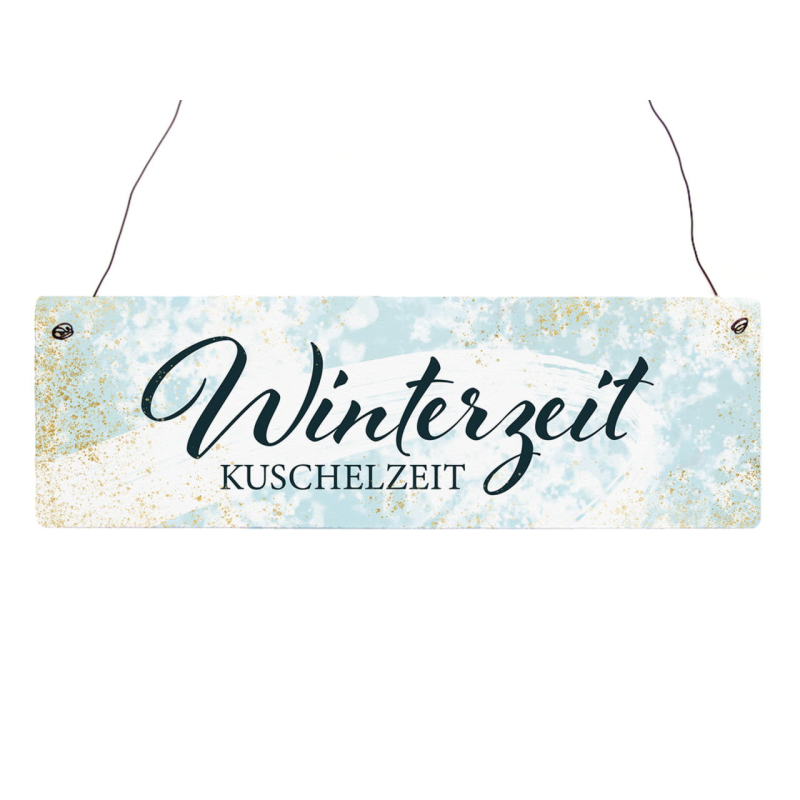 Interluxe Holzschild - Winterzeit Kuschelzeit - Weihnachten Advent Adventsdeko Weihnachtsdeko