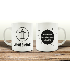 TASSE Kaffeebecher - Sternzeichen Zwilling - Kaffetasse Teetasse Bürotasse Geburtstag für Familie Freunde oder Kollegen