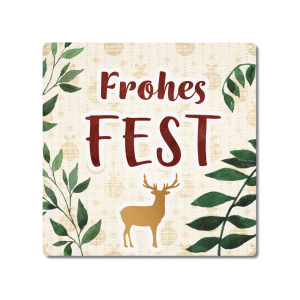 Interluxe Metallschild 20x20cm - Frohes Fest Hirsch Boho...