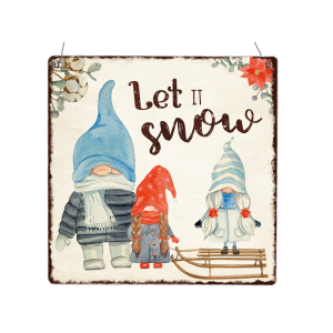 Interluxe Schild Holzschild XL - Gnome Let it snow -...