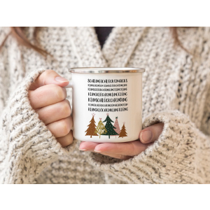 EMAILLE BECHER Retro Tasse - Klingglöckchen Klingelingeling - lustige Geschenkidee für Freunde Glühwein Weihnachtsmarkt Adventszeit Weihnachten Mädelsabend