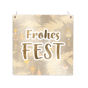 Interluxe Holzschild XL - Frohes Fest Gold Boho -...