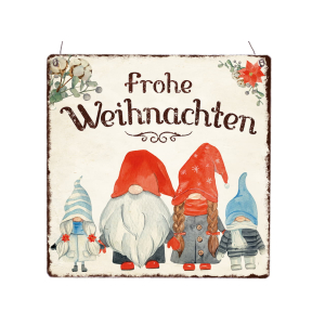 Interluxe Holzschild XL - Frohe Weihnachten Gnome Familie...