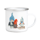 EMAILLE BECHER - Gnome Schnee Schlitten -  Retro Tasse lustige Geschenkidee für Geschwister Glühwein Weihnachtsmarkt Adventszeit Weihnachten Winter