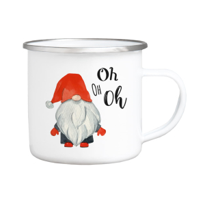 EMAILLE BECHER - Gnome Weihnachten Oh oh oh - Retro Tasse...