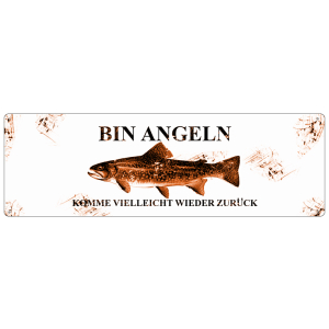 METALLSCHILD Blechschild Türschild BIN ANGELN Retro Dekoschild Geschenk Angler