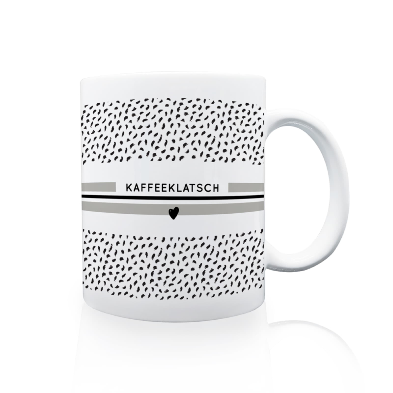 TASSE Kaffeebecher - KAFFEEKLATSCH - GeschenkIdee Freunde Familie Wohlfühlen black white scandi