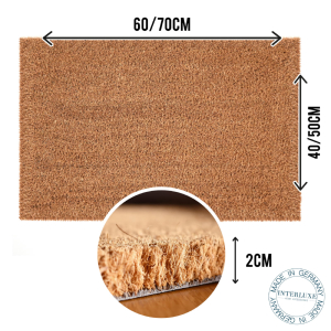 Interluxe Kokos-Fußmatte - Moin Dots - Fußmatte hergestellt in Deutschland - Türmatte Kokosmatte oder Sauberlaufmatte - robuste Qualität, langlebig und nachhaltig aus 100% Kokos