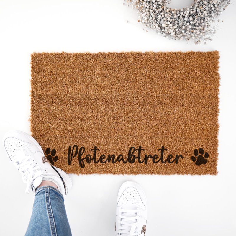 Interluxe Kokosmatte - Pfotenabtreter - Fußmatte hergestellt in Deutschland - Hundematte aus 100% Kokos - hochwertige Türmatte als Geschenk für Frauchen und Herrchen