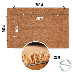 Interluxe Kokos Fußmatte - Lineart Leaves - Design-Kokosmatte als dekortaiver Blickfang - hergestellt in deutscher Manufaktur - robustes und nachhaltiges Naturprodukt