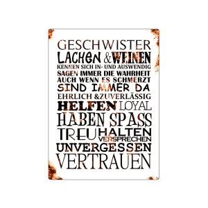 Shabby Blechschild WANDSCHILD GESCHWISTER Metallschild Dekoschild Geschenk