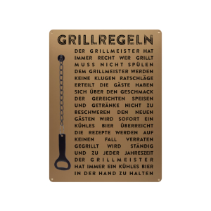 Schild mit Flaschenöffner 300x220mm - Grillregeln -...