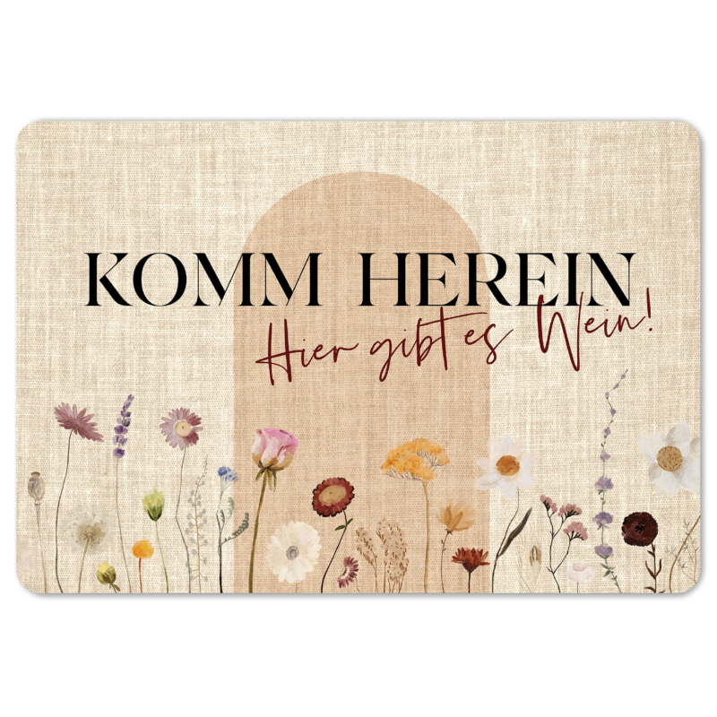 Interluxe Fußmatte 40x60 cm  - Komm herein hier gibt es Wein - rutschfeste Fussmatte, Lustiger Spruch, Türvorleger