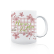 Tasse Kaffeebecher - Nimm dir Zeit Karo Blumen - Geschenk für Familie Freunde Liebe Natur Frühling