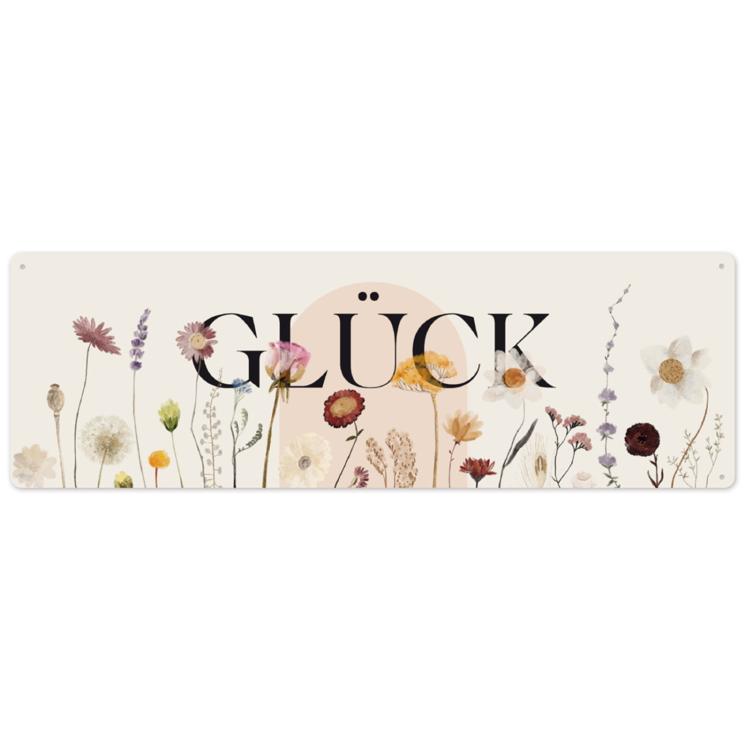 Interluxe Metallschild - Glück - Geschenkidee für Freunde Familie Glücklich Happiness Frühling Sommer