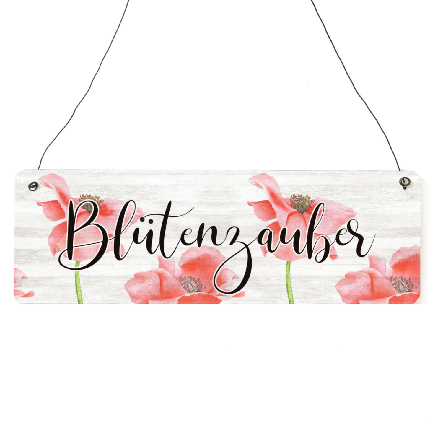 Interluxe Holzschild - Blütenzauber Mohn - Dekoschild als Geschenk für Freunde und Familie