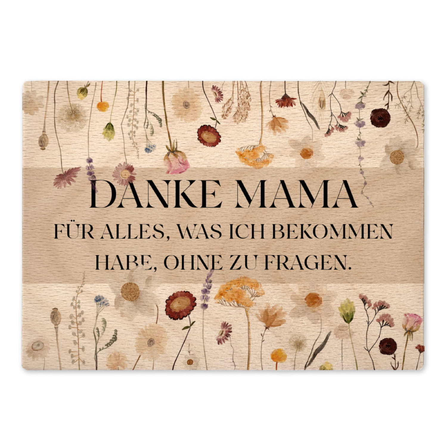 INTERLUXE LUXECARDS Postkarte aus Holz - Danke Mama - Wildflora Muttertag Grußkarte Frühling Blumen