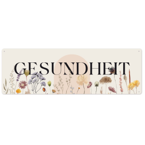 Interluxe Metallschild - Gesundheit - Serie Wildflora Dekoschild als Geschenk für Freunde und Familie