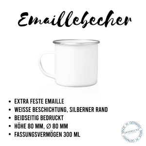EMAILLE BECHER - Oh happy day - Blumen Freundschaft Tasse als Geschenk Geburtstag