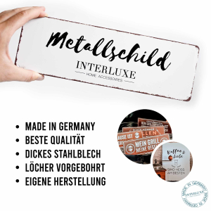 Interluxe 300x220mm Blechschild Wandschild - Lebe Liebe Lache - Serie Mohn - Gartenschild mit Wildblume