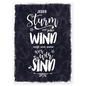 Interluxe 300x220mm Blechschild Wandschild - JEDER STURM UND JEDER WIND - Dekoschild Maritim Geschenkidee mit Spruch