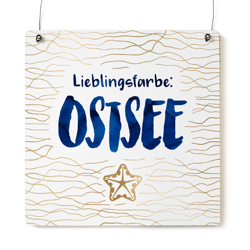 Interluxe Holzschild  XL - Lieblingsfarbe Ostsee - Dekoschild Maritim Meer Strand Urlaub