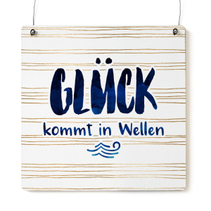 Interluxe Holzschild  XL - GLÜCK KOMMT IN WELLEN -...