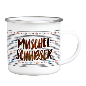 EMAILLE BECHER - Muschel Schubser - Maritim  Tasse als Geschenk Strand Sommer Meer Küste Urlaub