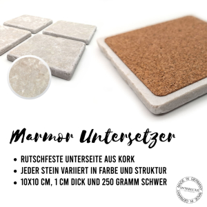 Interluxe 4 Stück Marmor Untersetzer - Moin Seestern - Getränkeuntersetzer aus Antikmarmor Meer Maritim Nordsee Ostsee