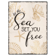Interluxe 300x220mm Blechschild Wandschild - Let the Sea set you free - Dekoschild Strand Maritim Küste Meer Anker