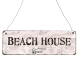 Interluxe Holzschild - Beach House rechts - Dekoschild Maritim Sommer Wegweiser Schild Shabby Vintage