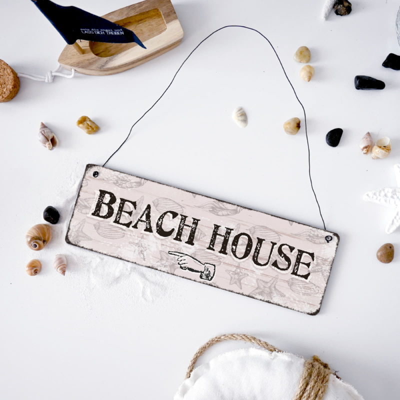 Aluminium-Schild „The Beach Is Calling“ – 12,7x25,4 Cm, Wetterfest, Mit Aufhängeseil