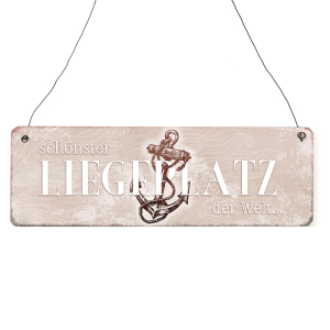 Interluxe Holzschild - Schönster Liegeplatz - Dekoschild Anker Meer Maritim Sommer Schild Shabby Vintage