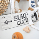 Interluxe Holzschild - Surf Club Links - Dekoschild Anker Meer Maritim Sommer Schild Shabby Vintage
