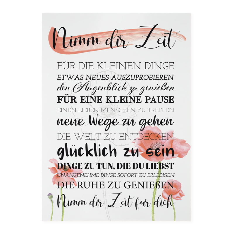 Interluxe Holzschild 42x30cm - Nimm dir Zeit - Mohn Wildblume Sommer glücklich sein Familie Freunde