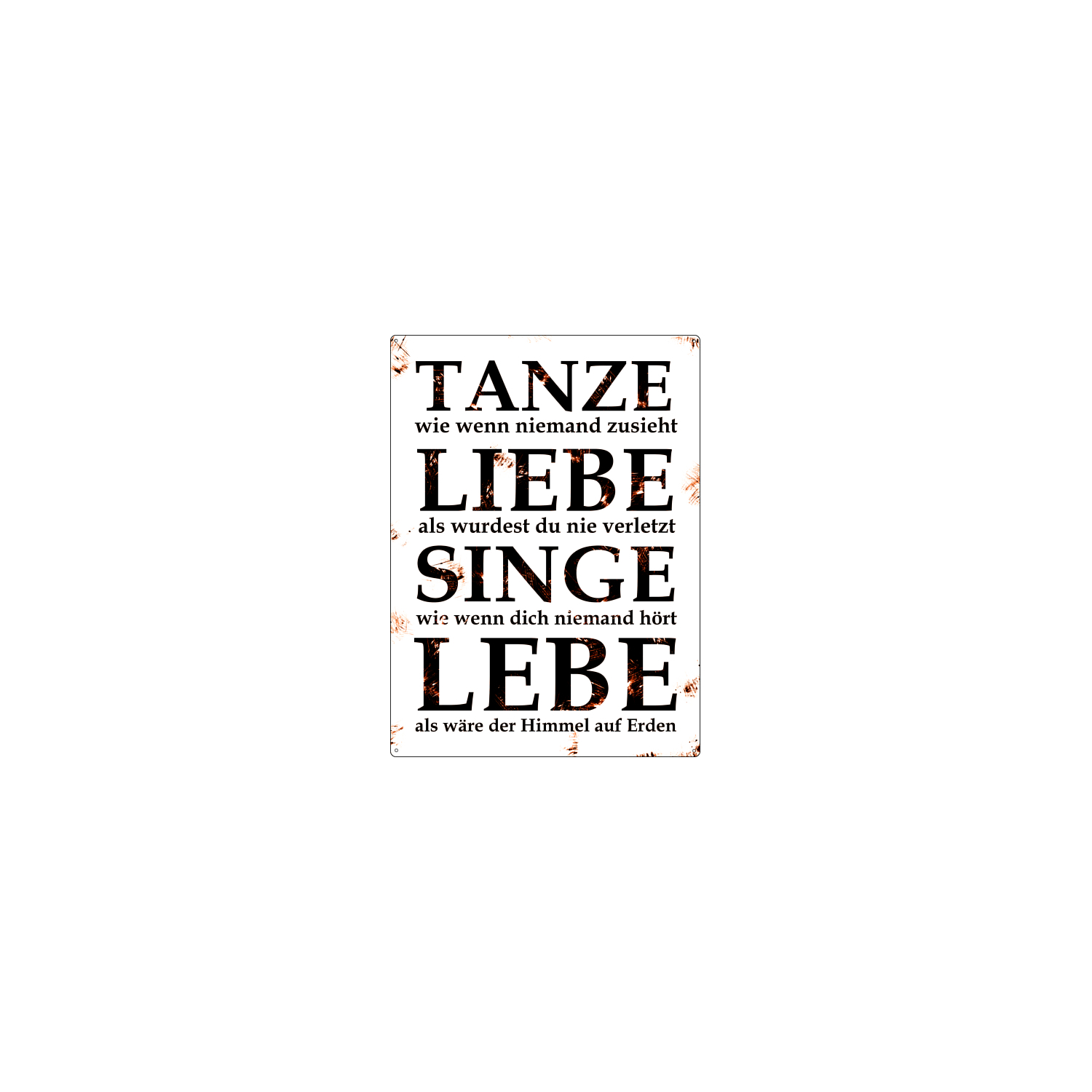 BLECHSCHILD Shabby Vintage WANDSCHILD TANZE LIEBE SINGE Wandschild Dekoschild Motivation Geschenk
