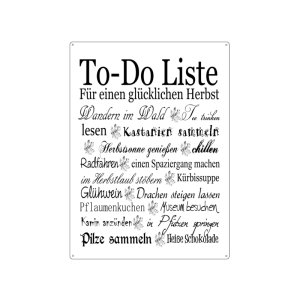 BLECHSCHILD Shabby Vintage WANDSCHILD TO DO LISTE HERBST Wandschild Dekoschild Motivation Geschenk