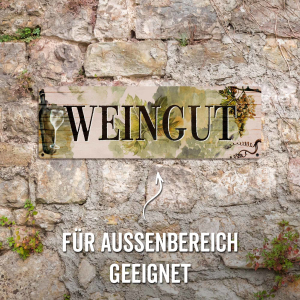 Interluxe Schild Metallschild - Weingut - Wein Weindeko Weinglas Weinspruch Weingeschenk