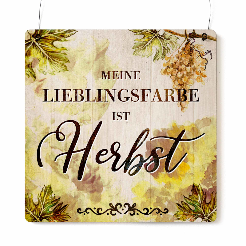 Interluxe Schild Holzschild  XL - Meine Lieblingsfarbe ist Herbst - Herbstdeko Weindeko Weinschild
