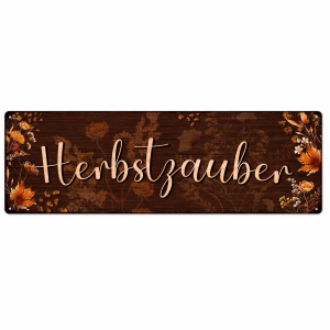 Interluxe Schild Metallschild - Herbstzauber - Herbstdeko Dekoschild Blechschild
