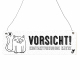 Interluxe Schild Holzschild - Vorsicht kontaktfreudige Katze - Dekoschild Türschild Katzenfreund