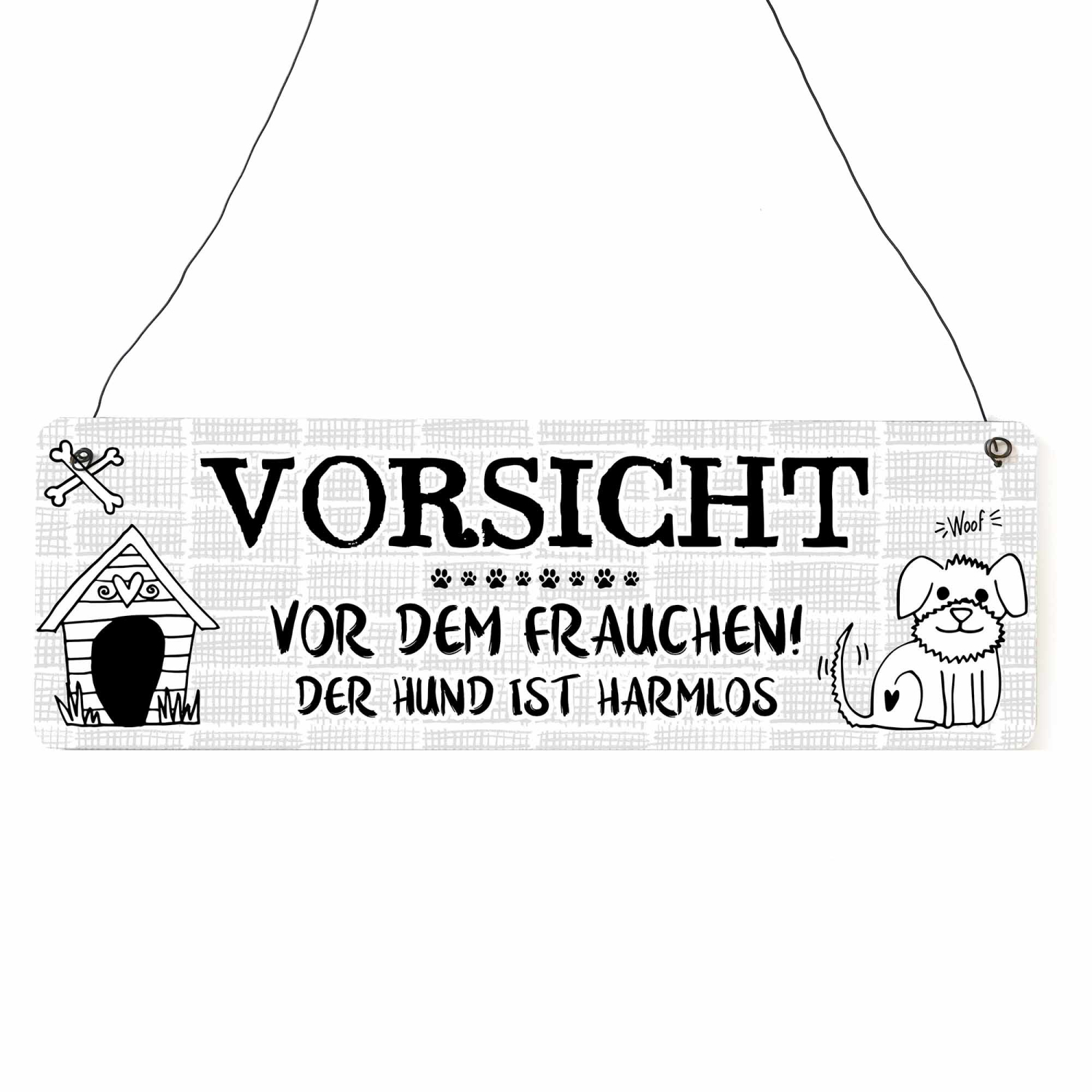 Interluxe Schild Holzschild - Vorsicht vor dem Frauchen der Hund Black White - Dekoschild Türschild Lustiger Spruch Hunde Fellnase
