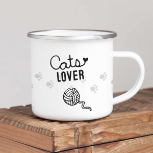 Interluxe Emaille Becher - Cats Lover - Tierliebhaber...