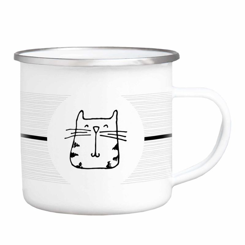 Interluxe Emaille Becher - Mini Katze - Tierliebhaber Katzenliebhaber Fellnase Tierfreund minimalism
